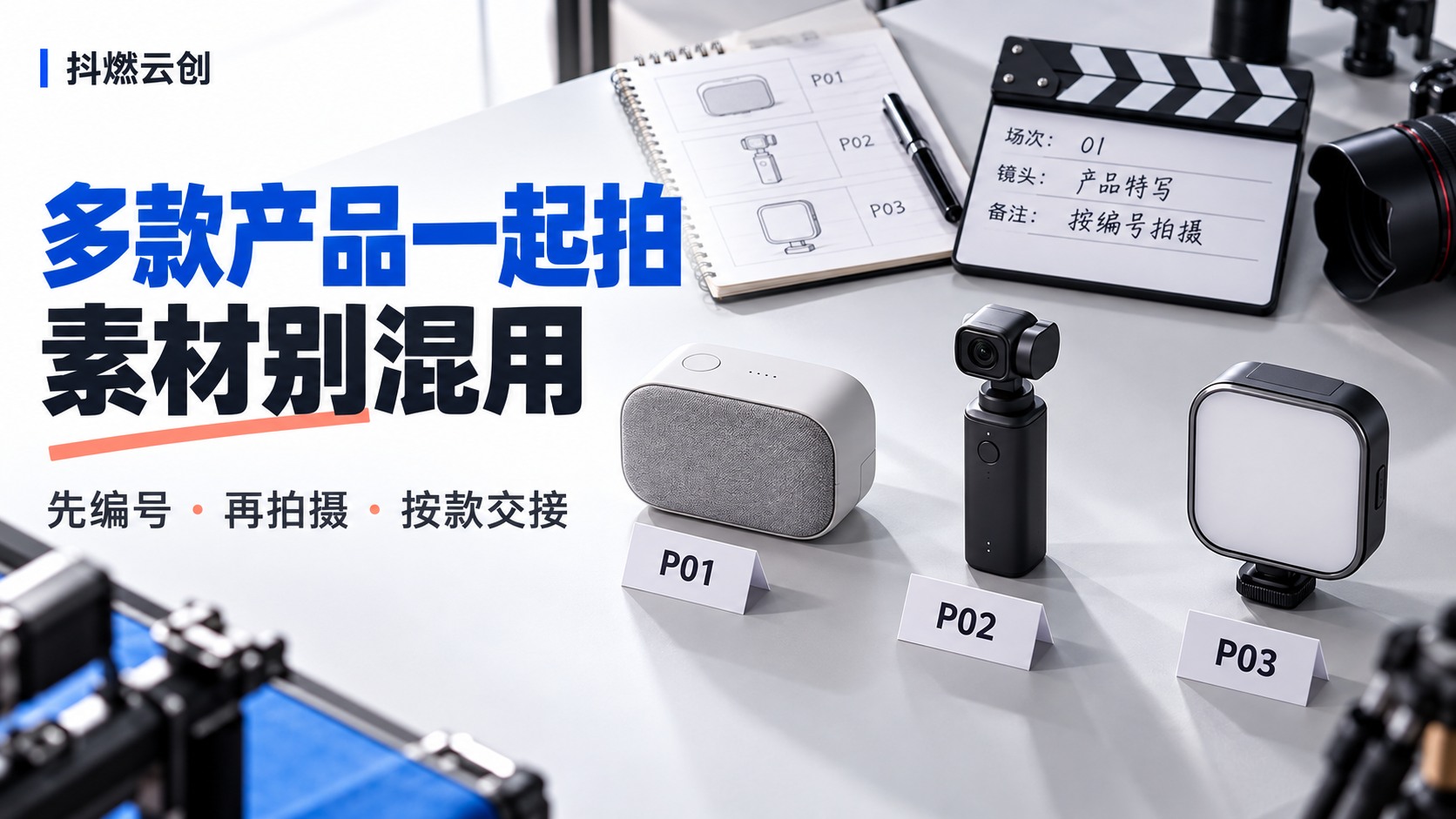 多款产品拍摄编号与素材交接示意图